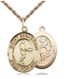 14kt Gold Saint Sebastian Tennis Medal