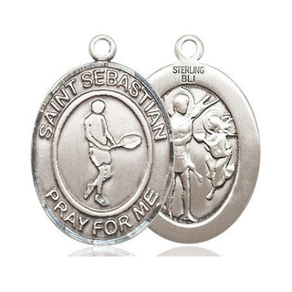 Sterling Silver Saint Sebastian Tennis Medal Catholic Jewelry