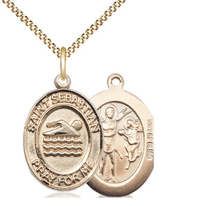 14kt Gold Filled Saint Sebastian Swimming Medal Catholic Jewelry