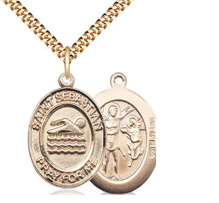 14kt Gold Filled Saint Sebastian Swimming Medal Catholic Jewelry