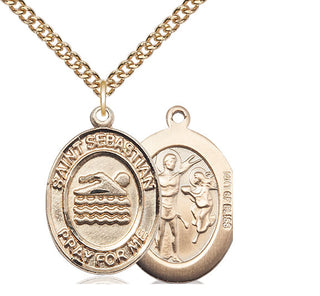 14kt Gold Filled Saint Sebastian Swimming Medal Catholic Jewelry