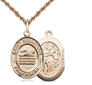 14kt Gold Filled Saint Sebastian Swimming Medal Catholic Jewelry