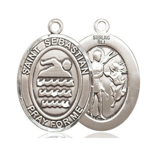 Sterling Silver Saint Sebastian Swimming Medal Catholic Jewelry