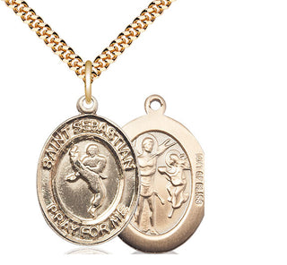 14kt Gold Filled Saint Sebastian Martial Arts Medal Catholic Jewelry