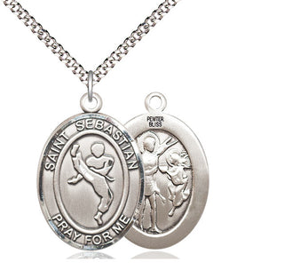 Pewter Saint Sebastian Martial Arts Medal Catholic Jewelry