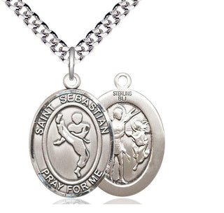Sterling Silver Saint Sebastian Martial Arts Medal Catholic Jewelry