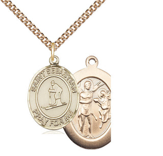 14kt Gold Saint Sebastian Skiing Medal