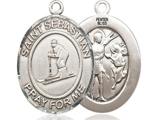 Pewter Saint Sebastian Skiing Medal
