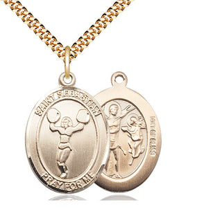 14kt Gold Filled Saint Sebastian Cheerleading Medal Catholic Jewelry