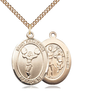 14kt Gold Filled Saint Sebastian Cheerleading Medal Catholic Jewelry