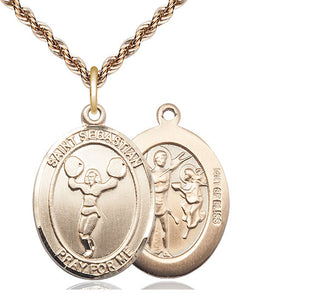 14kt Gold Filled Saint Sebastian Cheerleading Medal Catholic Jewelry