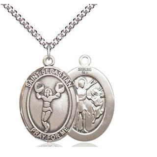 Sterling Silver Saint Sebastian Cheerleading Medal Catholic Jewelry
