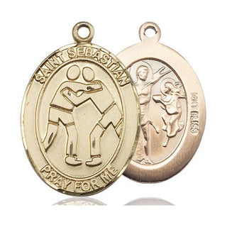 14kt Gold Saint Sebastian Wrestling Medal