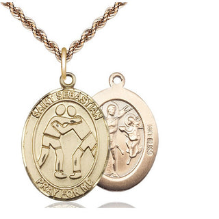 14kt Gold Saint Sebastian Wrestling Medal