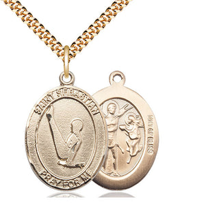 14kt Gold Filled Saint Sebastian Gymnastics Medal Catholic Jewelry