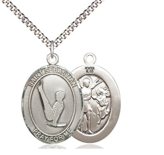 Pewter Saint Sebastian Gymnastics Medal Catholic Jewelry
