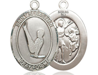 Sterling Silver Saint Sebastian Gymnastics Medal Catholic Jewelry