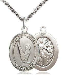 Sterling Silver Saint Sebastian Gymnastics Medal Catholic Jewelry