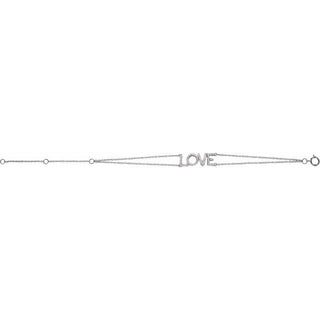 14K White 1/4 CTW Natural Diamond Love 5-7" Bracelet