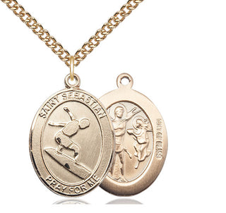 14kt Gold Filled Saint Sebastian Surfing Medal Catholic Jewelry