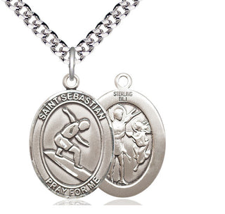 Sterling Silver Saint Sebastian Surfing Medal Catholic Jewelry