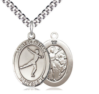 Pewter Saint Sebastian Figure Skating Medal Catholic Jewelry