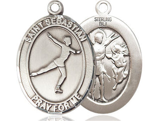 Sterling Silver Saint Sebastian Figure Skating Medal Catholic Jewelry