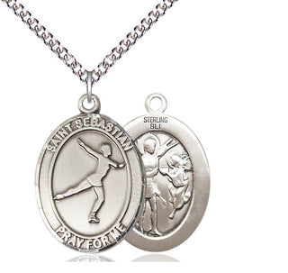 Sterling Silver Saint Sebastian Figure Skating Medal Catholic Jewelry