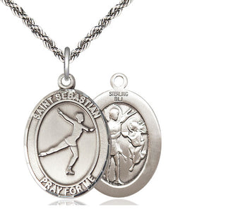 Sterling Silver Saint Sebastian Figure Skating Medal Catholic Jewelry