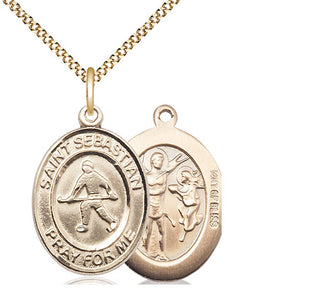 14kt Gold Filled Saint Sebastian Field Hockey Medal Catholic Jewelry