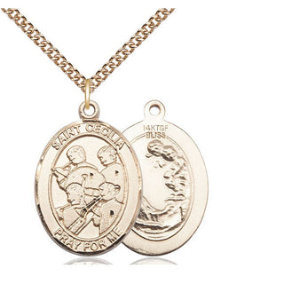 14kt Gold Filled Saint Cecilia Marching Band Medal Catholic Jewelry