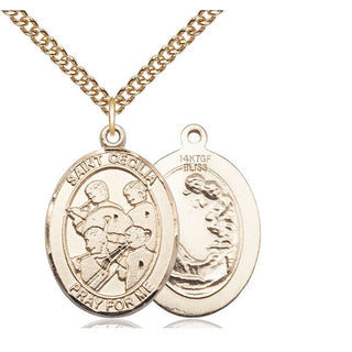 14kt Gold Filled Saint Cecilia Marching Band Medal Catholic Jewelry