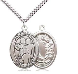 Sterling Silver Saint Cecilia Marching Band Medal Catholic Jewelry