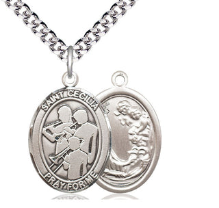 Sterling Silver Saint Cecilia Marching Band Medal Catholic Jewelry