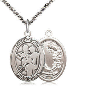 Sterling Silver Saint Cecilia Marching Band Medal Catholic Jewelry