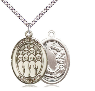 Sterling Silver Saint Cecilia Choir Medal Catholic Jewelry
