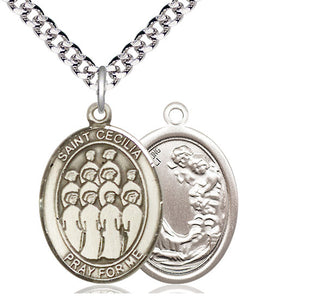 Sterling Silver Saint Cecilia Choir Medal Catholic Jewelry