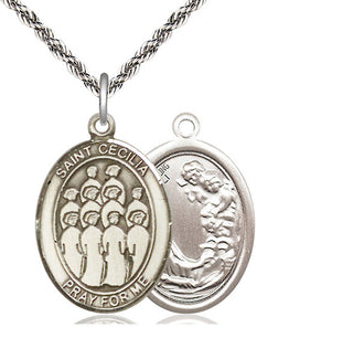 Sterling Silver Saint Cecilia Choir Medal Catholic Jewelry