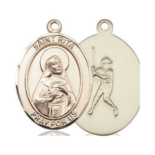 14kt Gold Saint Rita Baseball Medal