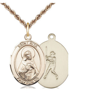 14kt Gold Saint Rita Baseball Medal