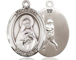Pewter Saint Rita Baseball Medal