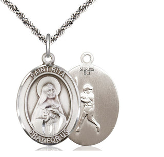Sterling Silver Saint Rita Baseball Medal Catholic Jewelry