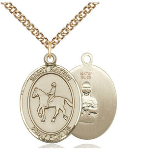 14kt Gold Filled Saint Kateri Equestrian Medal Catholic Jewelry