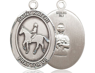 Sterling Silver Saint Kateri Equestrian Medal Catholic Jewelry