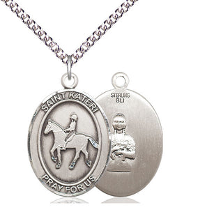Sterling Silver Saint Kateri Equestrian Medal Catholic Jewelry