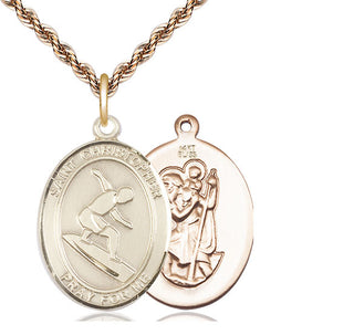 14kt Gold Saint Christopher Surfing Medal