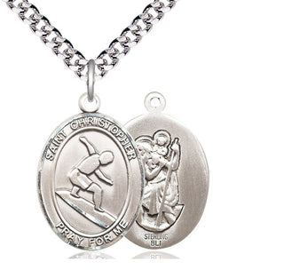Sterling Silver Saint Christopher Surfing Medal Catholic Jewelry