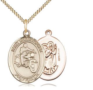 14kt Gold Filled Saint Christopher Motorcycle Medal Catholic Jewelry