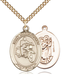 14kt Gold Filled Saint Christopher Motorcycle Medal Catholic Jewelry
