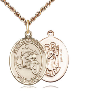 14kt Gold Filled Saint Christopher Motorcycle Medal Catholic Jewelry